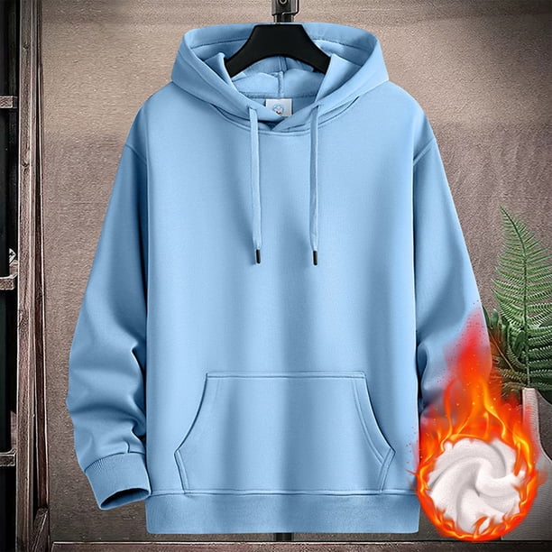 pstuiky hombres de manga larga, Chaqueta con capucha gruesa de manga larga de color liso para hombre Tops casuales para hombres xxl