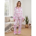 thumbnail image 3 of AIGUR Mommy and Me Matching Pajamas Bow Deer Print Button Down Long Sleeve Lapel Tops Pants Family Sleepwear, 3 of 9