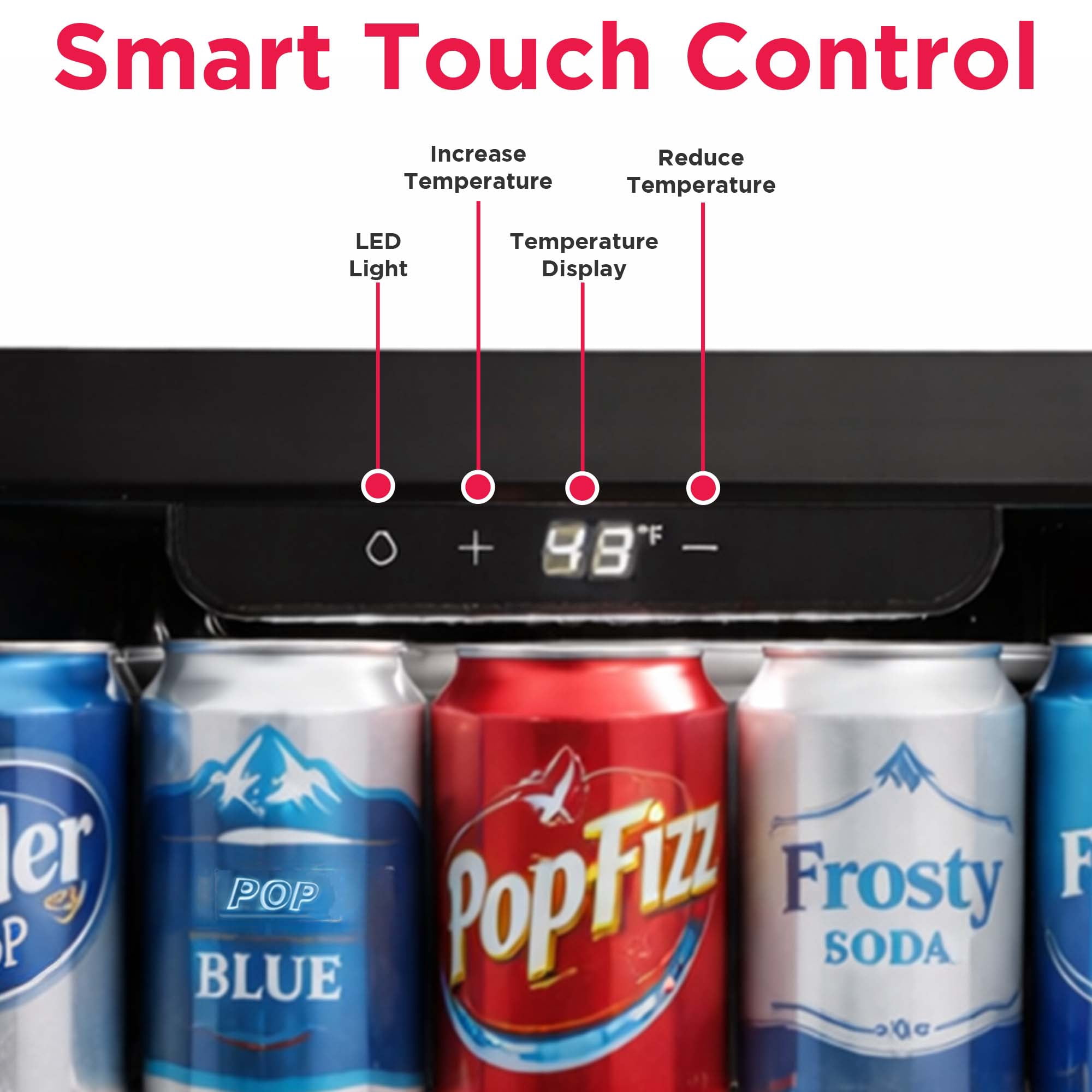 Frigidaire 1.3 Cu. ft. 36L Glass Door Beverage Refrigerator, 47 Can Capacity Mini Fridge with Touch Controls