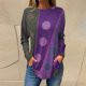thumbnail image 2 of camisetas para mujer otoño casual camisas de manga larga sudadera retro impresión top pullover oscuro púrpura / 3xl, 2 of 5
