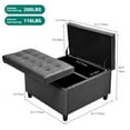 thumbnail image 4 of Dextrus 16.14'' H Coffee Table Square Storage Ottoman, Dark Gray Faux Leather, 4 of 6