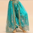 thumbnail image 5 of TiaoBug Kids Girls Satin Belly Dance Bloomers Elastic Waistband Harem Pants A Peacock Blue 11-12, 5 of 7