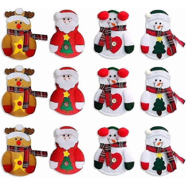 12 Pack Kitchen Christmas Costume Silverware Clip Knife And Fork Bag,father Christmas Snowman Elk Christmas Party Decoration,Gg