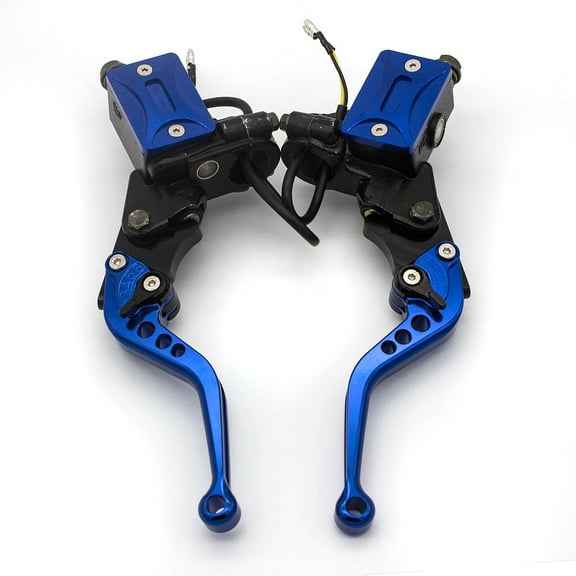 FXCNC 7/8" Motorcycle Hydraulic Clutch Brake Levers Master Cylinder Reservoir Fit 50-400cc Sportbike Streetbike Blue