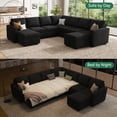 thumbnail image 6 of Marrber U-Shaped Sectional Sofa with Pull Out Bed and Storage, Modern Convertible Sleeper Sectional for Living Room, Apartment, Includes 2 Chaise Lounges, Black Velvet Fabric, 6 of 8