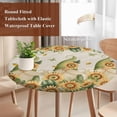 thumbnail image 4 of Sunflower Round Tablecloth, Fitted Table Cover with Elastic for 45"-54" Round Tables, Vintage Bee Gnomes Farmhouse Beige Leaf Table Cloth Outdoor Indoor Dinning Party Waterproof Tablecloths, 4 of 7