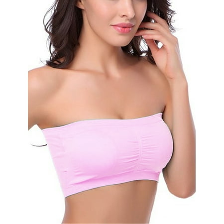 

Women s Padded Bandeau Bra Strapless Basic Layer Tube Top Plus Size 1-3 Packs