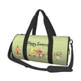thumbnail image 2 of Xecao Hello Summer Gnome print Round Travel Duffel Bag is a foldable gym bag with an inner pocket, perfect for travel sports, 2 of 8