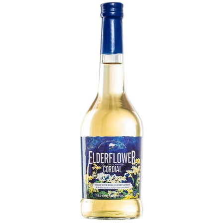 Gourmanity Elderflower Syrup for Drinks 16.9 Fl Oz, 60% Real Fruit 3 Ingredient Elderflower Cordial