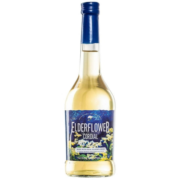 Gourmanity Elderflower Syrup for Drinks 16.9 Fl Oz, 60% Real Fruit 3 Ingredient Elderflower Cordial