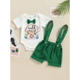 thumbnail image 2 of Baby Boy Clothes, Short Sleeve Round Neck Cartoon Animal Print Romper Shirt + Suspender Short Pants 6-18 Months, 2 of 9