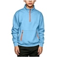 thumbnail image 6 of HBGVBA Boys Fleece Sweatshirt,Solid Color Half Zip Stand Collar Lined Pullover Top Loose Casual Thick Warm Long Sleeve 5-15 Years, 6 of 6
