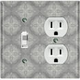 thumbnail image 1 of Metal Light Switch Plate Outlet Cover (Damask Ornament Gray Pattern - Single Toggle Single Duplex), 1 of 2