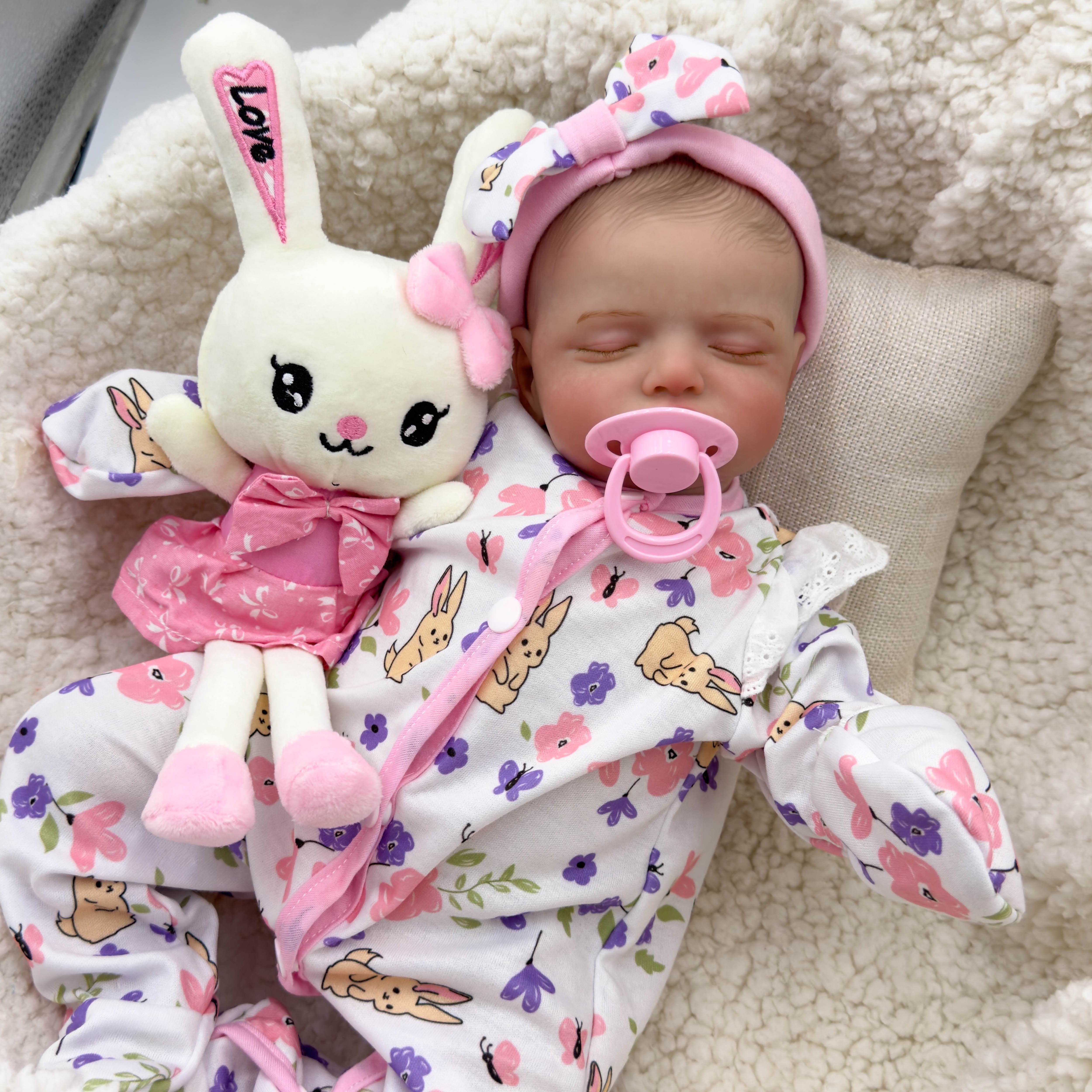 Reborn Baby Dolls 48CM Rosalie Already Painted Newborn Baby Doll Newborn Baby Reborn Doll Hand Paint with Genesis High Quality 3D skin Tone