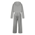 thumbnail image 3 of Fmbrln Womens 2 Piece Outfits Sweatsuits Long Sleeve Cropped Hoodies and Drawstring Elastic Waist Wide Leg Sweatpants Fall Winter Fashion Athletic Outfits Sets Gray L, 3 of 5