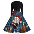 thumbnail image 4 of Robes Formelles pour Femmes pour Mariage Robe à Col Rond Manches Longues Patchwork Joyeux Noël Imprimé Grande Taille Robe Formelle en Liquidation, 4 of 4