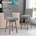 thumbnail image 2 of Foredo Swivel Bar Stool with Back Set of 2, Modern Linen Fabric Upholstered Bar Stools with Button Tufted Back and Solid Wood Legs for Kitchen Dining Room, Gray, 2 of 7