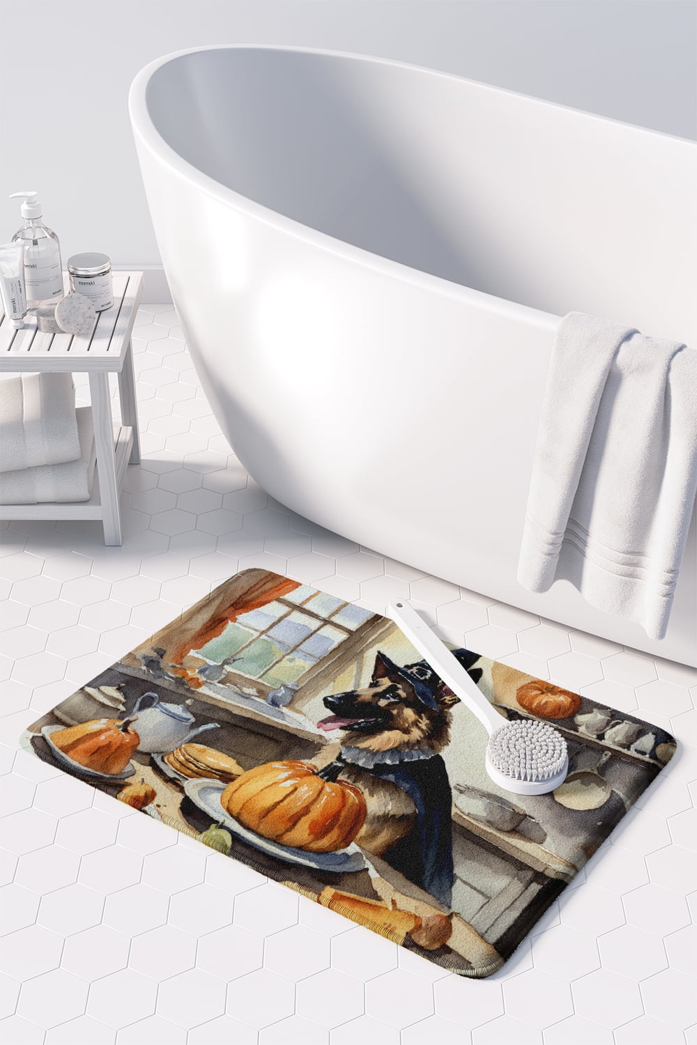 Carolines Treasures DAC1773RUG 19 x 27 in. Unisex German Shepherd Fall Kitchen Pumpkins Memory Foam Kitchen Mat