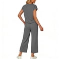 thumbnail image 5 of VBVC Women's 2 Piece V-Neck Drawstring Set,Ladies Sleeveless Top and Wide Leg Pants,Summer Dressy Outfit for Women,Gray,S-2XL, 5 of 7