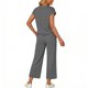 thumbnail image 3 of Top y falda Conjunto de las mujeres de la moda de color sólido suelto de manga corta con cuello en V con pantalones cortados de pierna ancha Set de bolsillo Pantalones y Top Set para las mujeres, 3 of 6