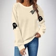 thumbnail image 2 of NMMUED Chandail d'Halloween pour Femmes, Vêtements Y2k, Chandail à Col Rond d'Halloween, Vêtements d'Automne, T-Shirts d'Halloween pour Femmes, Hauts Y2k pour Femmes, Beige G, 2 of 4
