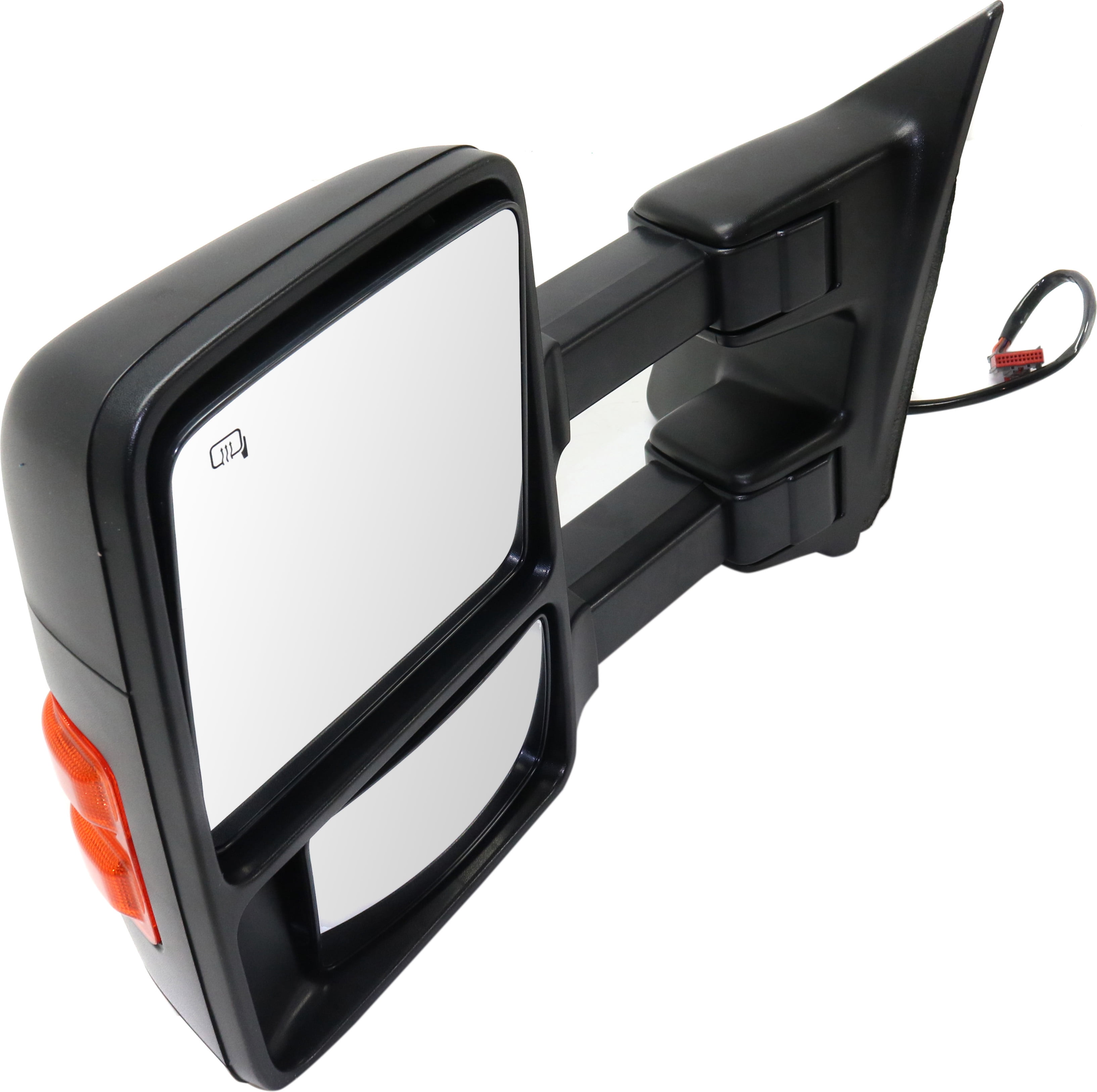 Towing Mirror Compatible With 2010-2012 Ford F-250 Super Duty F-350 Left Driver Side Heated w/ Blind Spot Corner Glass In-housing Signal Light Textured Black Kool-Vue