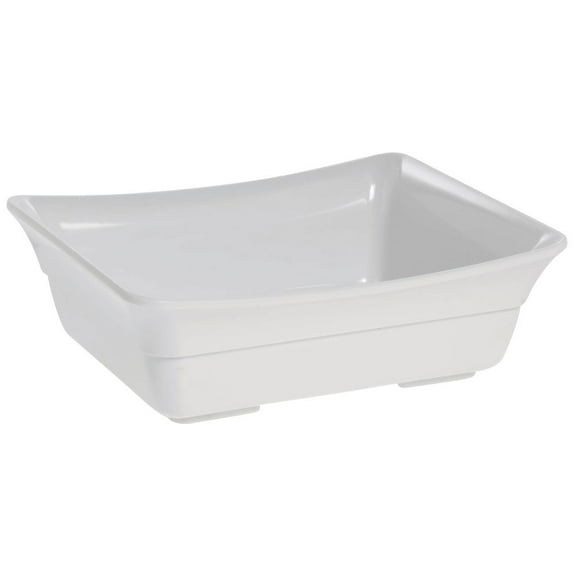 HUBERT® Serving Bowl Display Bowl 1/2 Size White Melamine Curveware Pan - 9 7/8 L x 12" W x 4" D