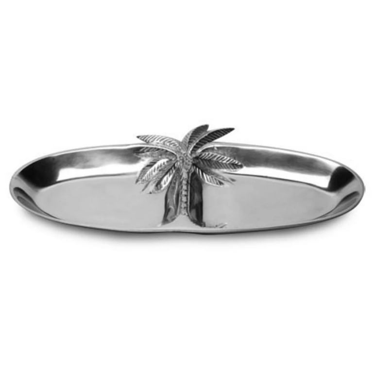 Oval Silver Palm Tree Two Section Serving Tray Oval Silver Palm Tree Two Section Serving Tray