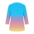 thumbnail image 5 of Olyvenn 3/4 Length Sleeve Womens Tops 2025 Spring Keyhole V Neck Casual Gradient Tunic T Shirts Summer Trendy Boho Floral Blouses Sky Blue S, 5 of 6