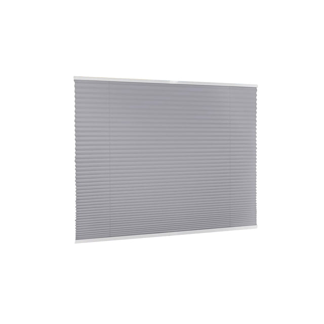 Cortina enrollable de doble capa a rayas con tejido suave e impermeable que filtra la luz, con control de transparencia y privacidad ajustable. Opciones de montaje con y sin taladro.