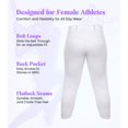 thumbnail image 3 of Exxact Sports Girls Softball Pants Knicker/Yoga Style Knee Length, 4-Way Stretch Low Rise Youth Softball Pants for Girls - (YXL, White/Navy Braid), 3 of 7