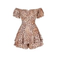 thumbnail image 6 of Qiylii Women Printing Jumpsuit Dress, Off Shoulder Short Sleeve Ruffled Hem Playsuit, 6 of 9