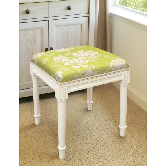 123 Creations Chartreuse Magnolia Vanity Stool with White Frame