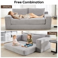 thumbnail image 3 of Convertible 2-in-1 Futon Sofa Bed, 71" Loveseat Sofa Pull Out Couch with 8-inch Thick Memory Foam and 1400LBS Capacity, Upholstery Corduroy Floor Couch for Living Room, Grey, 3 of 7