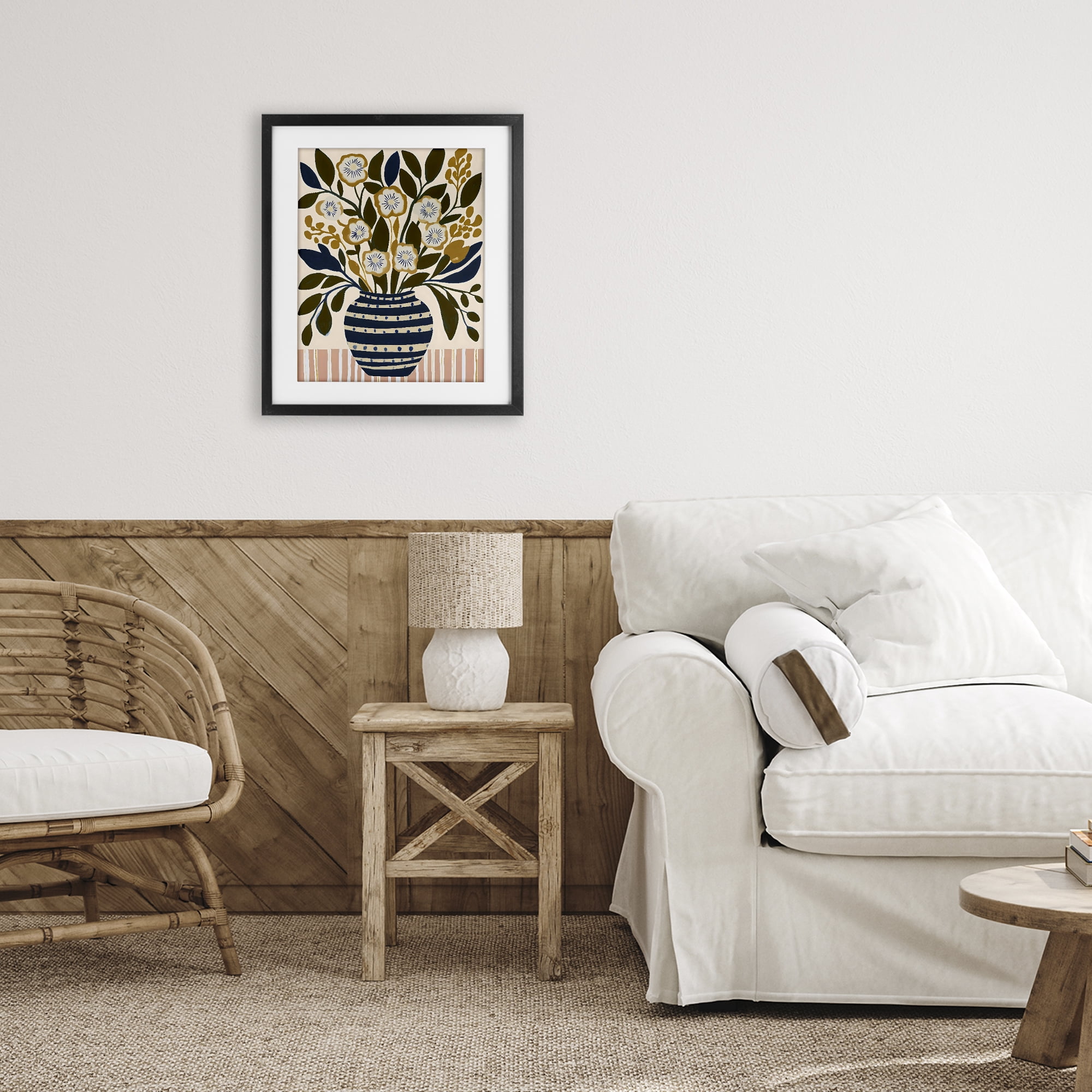 Stupell Industries Wild Bloom Boho Arrangement Black Framed Print Under Glass, design by Creative Studio
