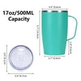 thumbnail image 6 of 17 oz Coffee Mug with Handle, Double Powder Coated Insulated Travel Coffee Cup for Cold & Hot Drinks, Pinkish Green, 6 of 7