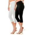 thumbnail image 4 of 2 Pack Women's High Waist Cotton Capri Jegging Pants Pull On Stretch Capris Size S - 3XL 20" Inseam, 4 of 5