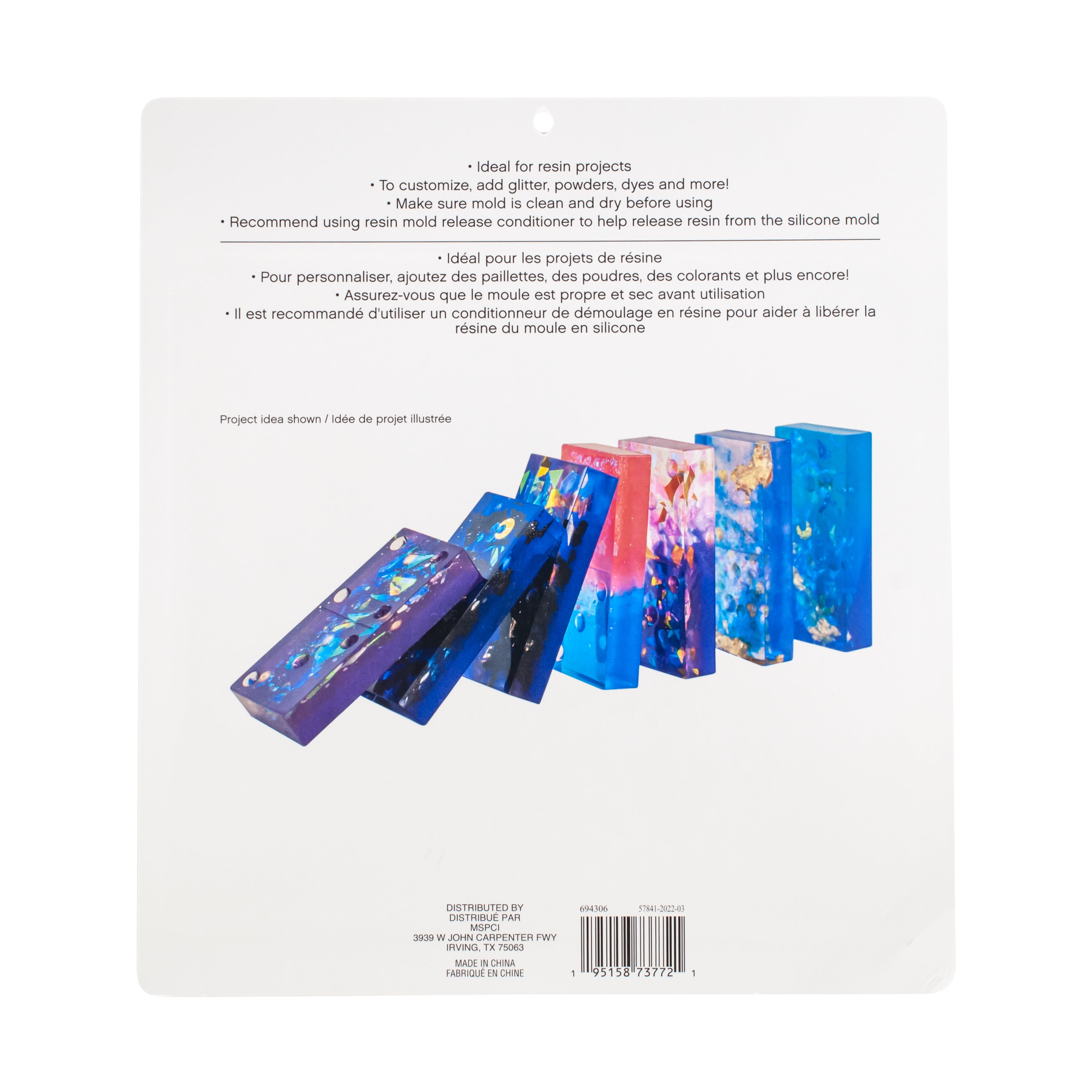 Craft Smart Dominoes Silicone Mold - 8.27" x 7.48", 28 Cavities per Mold, Clear Silicone - Ideal for Resin Casting, DIY Crafts & Gifts, 6 Pack