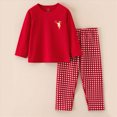 thumbnail image 2 of NOLDARES Kids Child Toddler Boy Pajamas Pj Set Long Sleeve Snug Fit Soft & Cozy & Loungewear Fall Winter Sleepwear 6-12 Months 12-24 Months 2t 3t 4t 5t 6t 7t 8t 9t Children,Watermelon Red,10-11 Y, 2 of 4