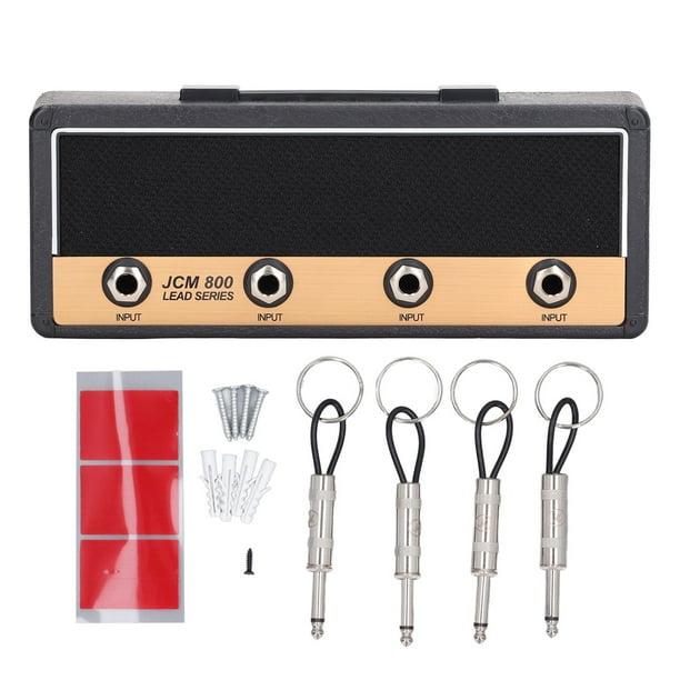 Porta llaves de amplificador de guitarra, soporte de metal para llaves, 4 llaveros con enchufe de guitarra, portátil, fácil de instalar, colgador de llaves para el hogar, interior, negro
