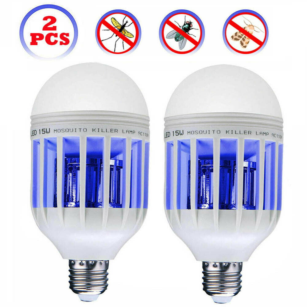 2 Pack LED Electric Mosquito Zapper Killer Fly Insect Bug Trap Lamp Light Bulb 