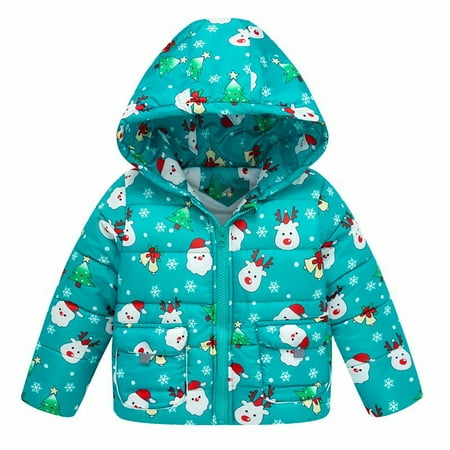 

RPVATI Toddler Baby Girls Hooded Christmas Pockets Coat Zip Up Jacket Long Sleeve Winter Warm Clothes Child Children Kids 2Y-7Y
