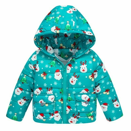 

RPVATI Toddler Baby Girls Hooded Christmas Pockets Coat Zip Up Jacket Long Sleeve Winter Warm Clothes Child Children Kids 2Y-7Y