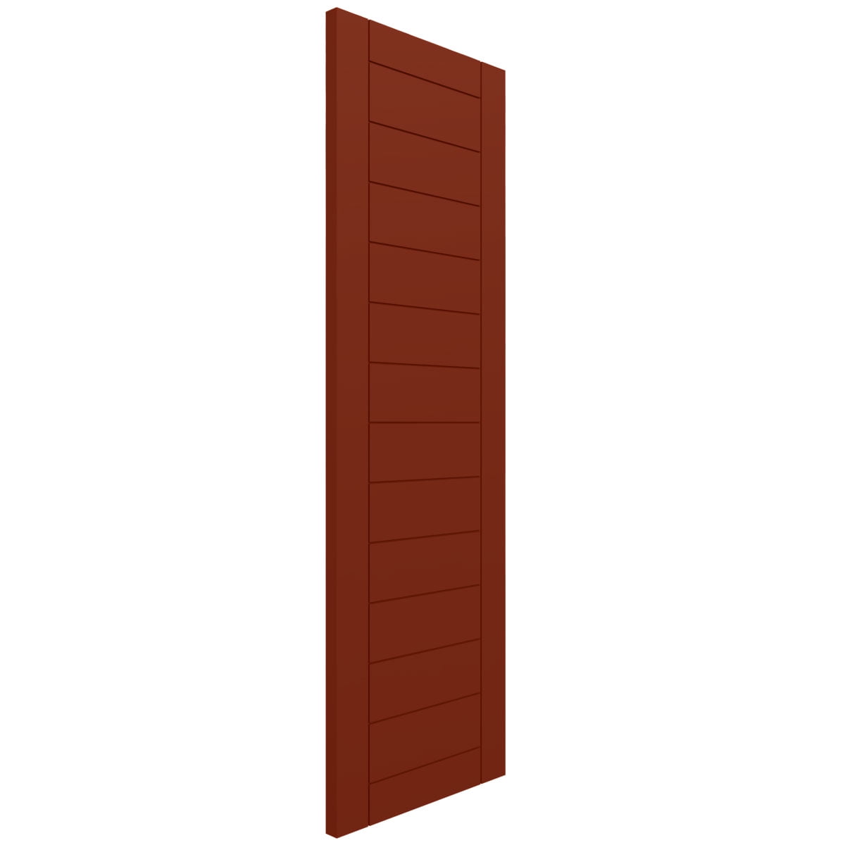 Ekena Millwork 15"W x 25"H True Fit PVC Horizontal Slat Framed Modern Style Fixed Mount Shutters, Pepper Red (Per Pair - Hardware Not Included)