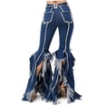 thumbnail image 3 of Purple Candy Womens Juniors Unique Rave Denim High Rise Flares (Dark Blue, X-Large), 3 of 3