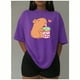thumbnail image 3 of Playera Blusa De Capybara Tomando Refresco Ropa Divertida Para Mujer Capibara Color Morado Talla Mediana Marca Emil SaEs, 3 of 4