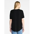 thumbnail image 5 of Time and Tru Women's V-Neck Tunic Tee with Short Sleeves, Sizes XS-XXXL, 5 of 5