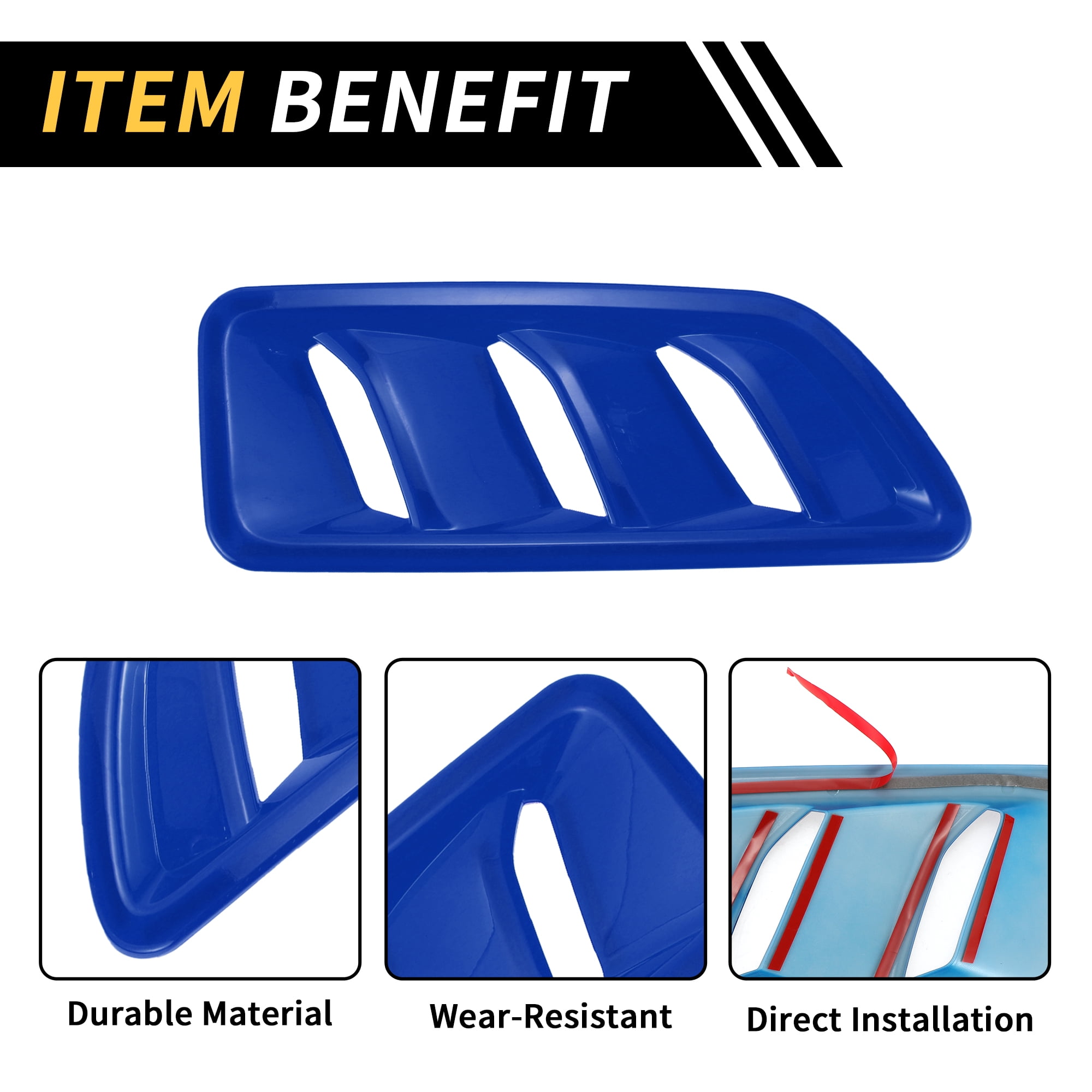 Unique Bargains 1 Pair Car Front Hood Air Outlet Vent Cover Trim for Jeep Wrangler JL JLU Gladiator 2018-2024 Hood Engine Bonnet Air Vent Outlet Cover Bezels ABS Blue