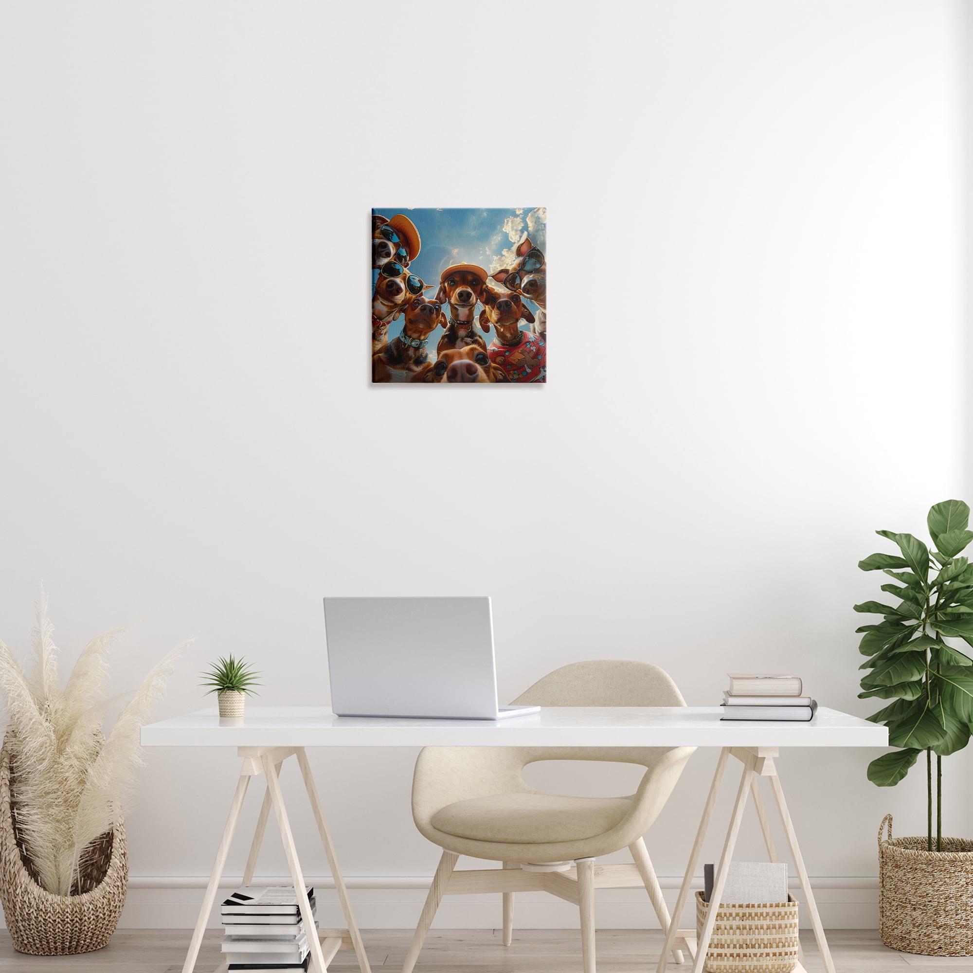 Stupell Industries Funny Wiener Dog Selfie Novelty & Humor Painting Wrapped Canvas Art Print Wall Art, 17 x 17