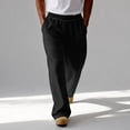 thumbnail image 2 of Dwelliawo Men's Baggy Pants Elastic Waist Straight Leg Workout Pants Athletic Lounge Loose Sweatpants with Pocket Drawstring Lightweight Pant Black L, 2 of 7